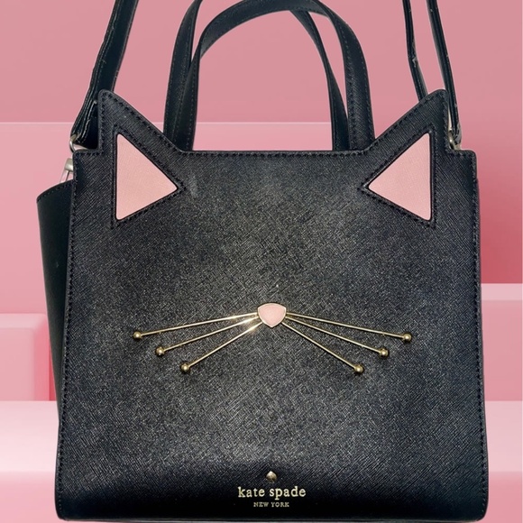 Kate Spade STORYBOOK PXRU7047 Black Cat Small Hayden Jazz Things Up Purse - Picture 1 of 3